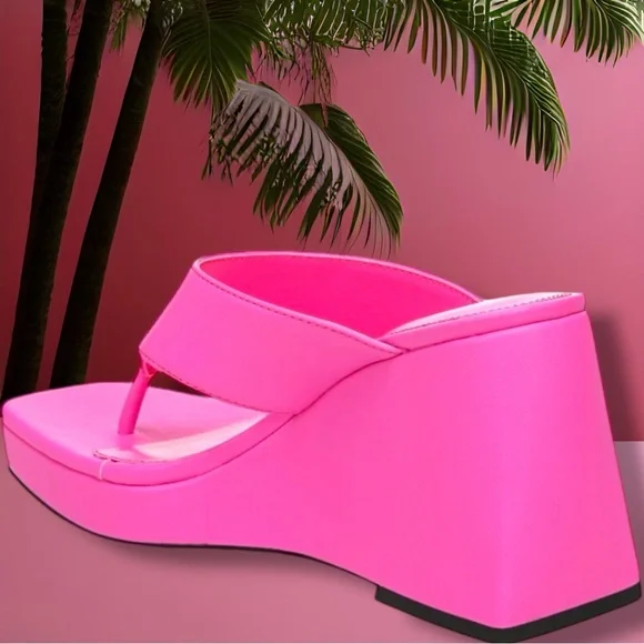 NWT Circus by Sam Edelman Pink Moira Platform Wedge Thong Sandals NIB - Picture 2 of 10